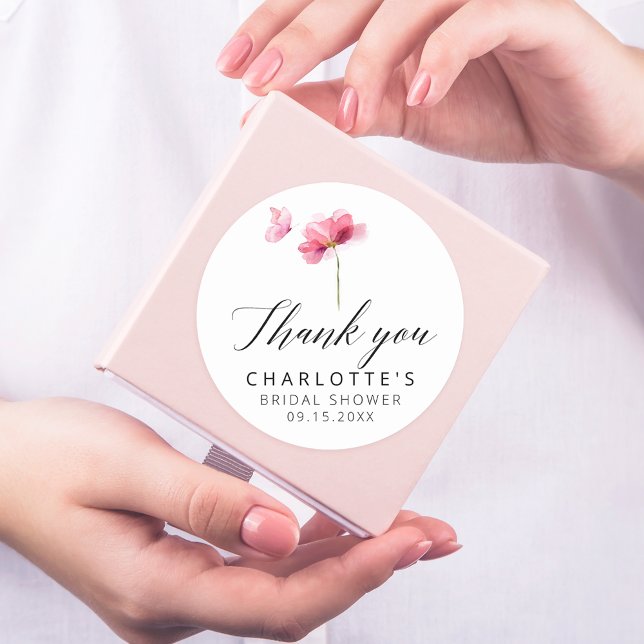 Sticker Rond Élégante Fête de Mariage Florale Rose (Créateur téléchargé)
