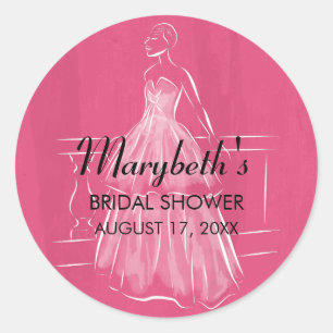 Sticker Rond Élégante Fête des mariées blanche Gown Favoriser S