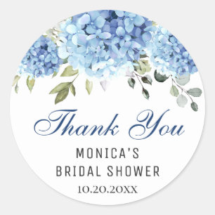Sticker Rond Elégante Fête des mariées Blue Hydrangea Eucalyptu