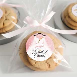 Sticker Rond Élégante Fête des mariées de robe Mariage rose et