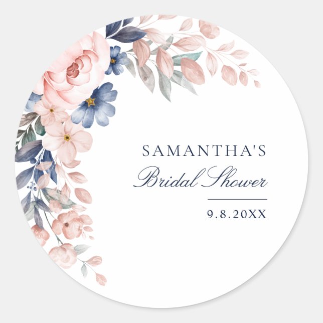 Sticker Rond Élégante Fête des mariées de script de fleurs rose (Devant)