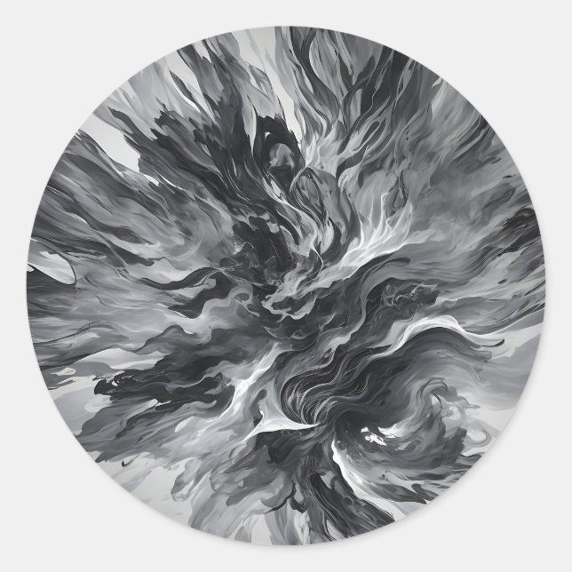 Sticker Rond Élégante flamme Abstraite et fumée (Devant)