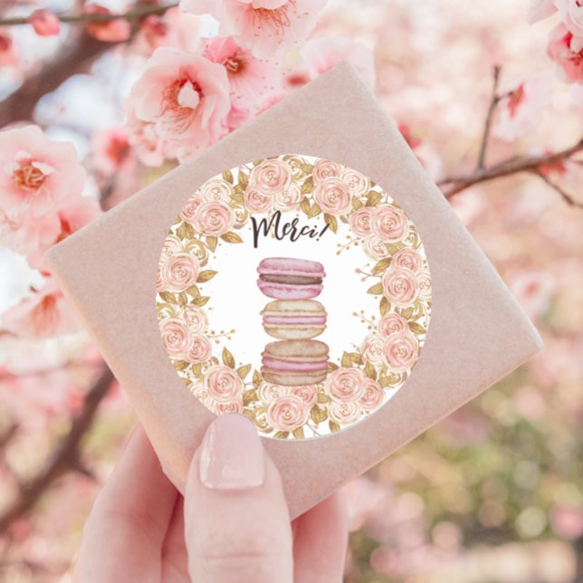 Sticker Rond Élégante Fleur de France Macaron Paris Party (Créateur téléchargé)