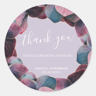 Sticker Rond Elégante Gold Blue Lavender Purple Hydrangeas Part