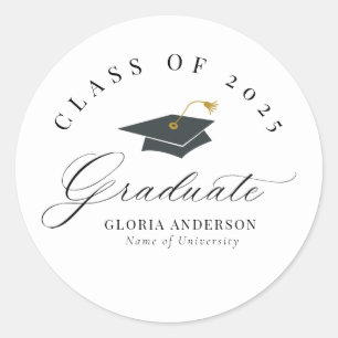 Sticker Rond élégante graduation en noir et blanc