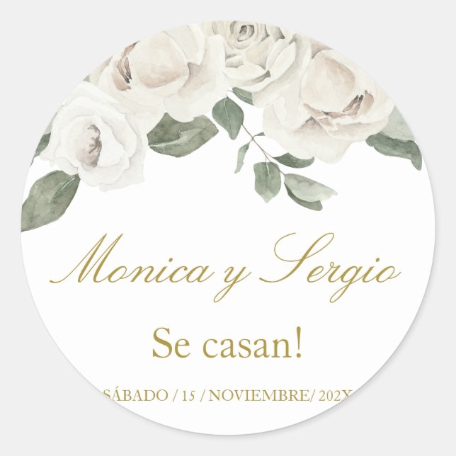 Sticker Rond Elégante invitation de mariage en espagnol (Devant)