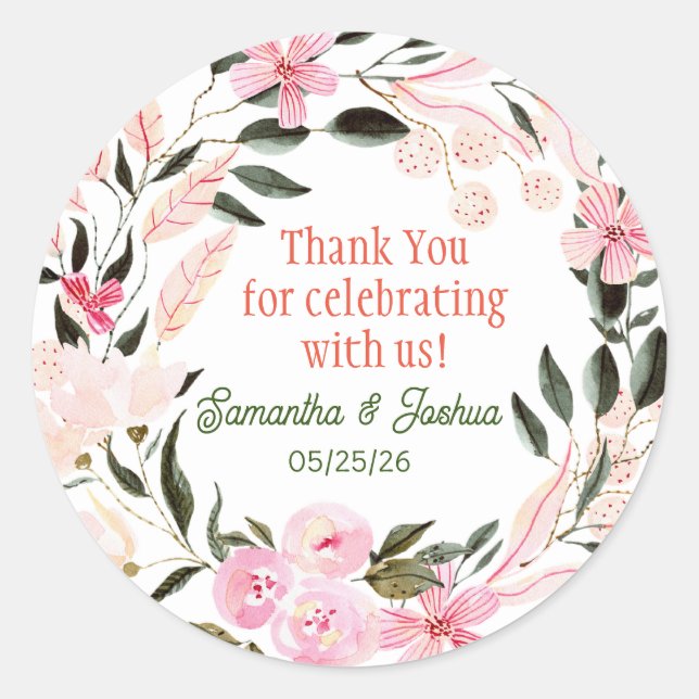 Sticker Rond Elégante invitation de mariage Sceau (Devant)