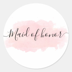 Sticker Rond Elégante jolie femme d'honneur rose chick