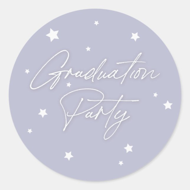 Sticker Rond Élégante Lilac Scattered Stars Party de graduation (Devant)
