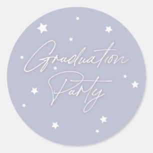 Sticker Rond Élégante Lilac Scattered Stars Party de graduation