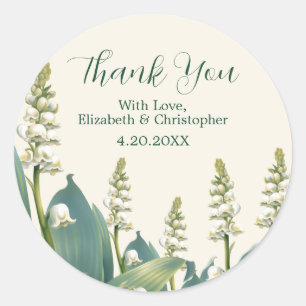 Sticker Rond Elégante Lily de la Vallée Mariage Merci