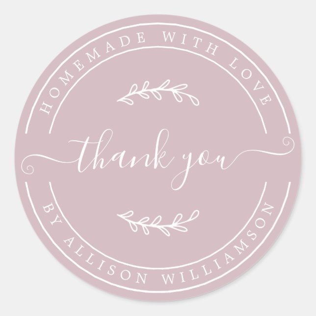 Sticker Rond Elégante Maison Faite Avec Amour Pastel Purple Mer (Devant)