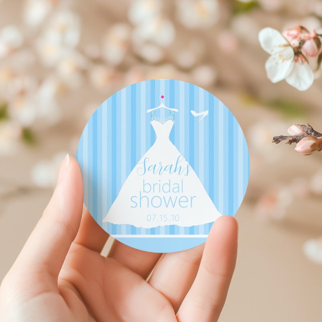 Sticker Rond Elégante Mariage bleu clair Fête des mariées (Créateur téléchargé)
