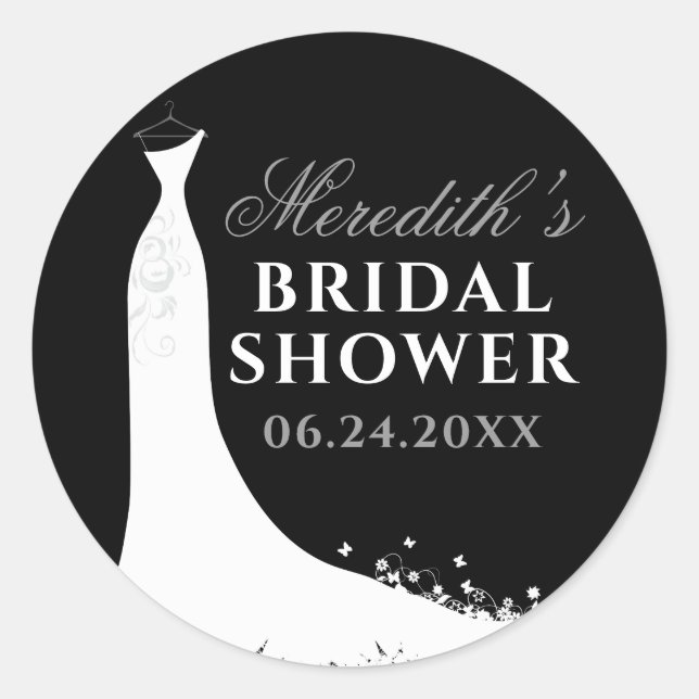 Sticker Rond Elégante Mariage gris-noir Fête des mariées (Devant)