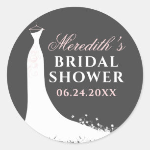 Sticker Rond Elégante Mariage rose Grey Fête des mariées