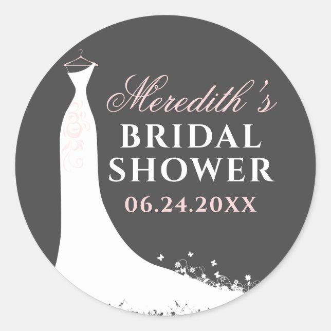 Sticker Rond Elégante Mariage rose Grey Fête des mariées (Devant)