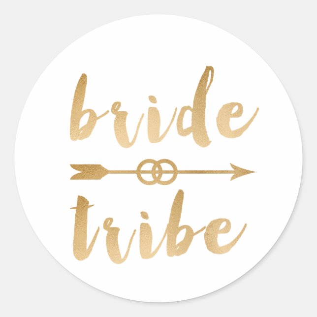 Sticker Rond élégante mariée tribus or flèche mariage anneaux (Devant)