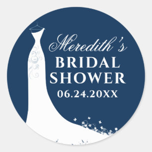 Sticker Rond Elégante Marine Bleu Mariage blanc Fête des mariée