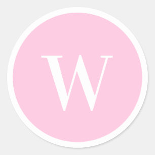 Sticker Rond Élégante Monogramme Initiale Rose Bébé