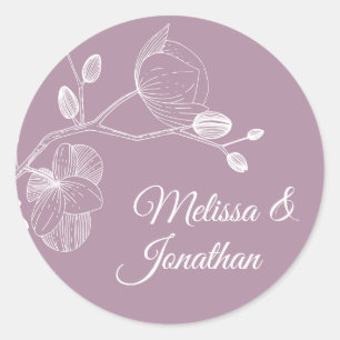 Sticker Rond Elégante orchidée romantique moderne mariage