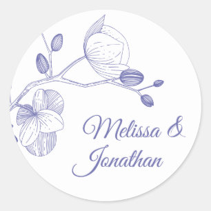 Sticker Rond Elégante orchidée romantique moderne mariage cla