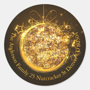 Sticker Rond Elégante parties scintillant or enveloppe ampoule 