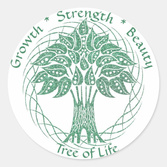 Sticker Rond Élégante Parties scintillant verte Arbre de vie Cr (Devant)