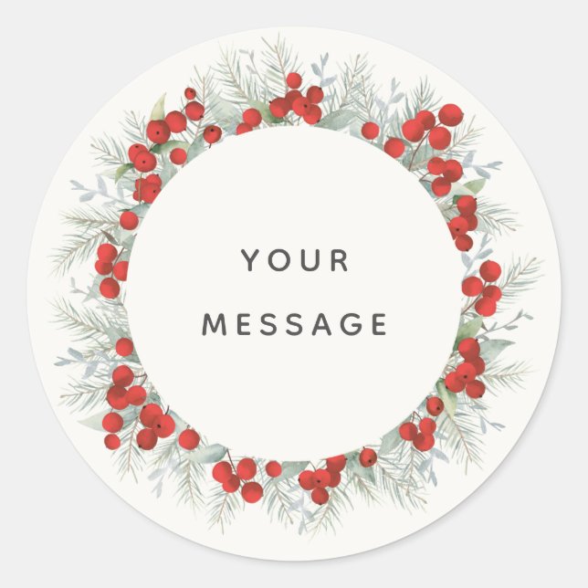 Sticker Rond Elégante Red Berries Multipurpose Vacances/Noël (Devant)