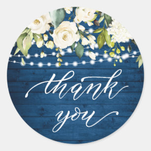 Sticker Rond Elégante Roses Blanches Dentelle Merci en bois rus