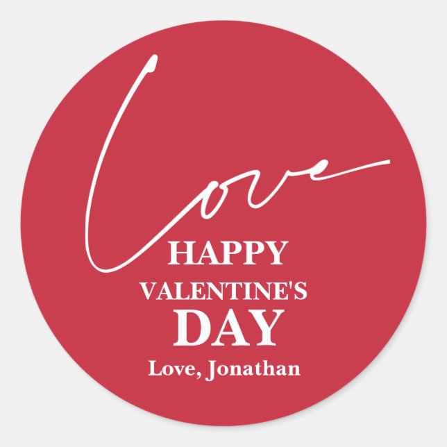 Sticker Rond Élégante typographie Valentines couple de jour (Devant)