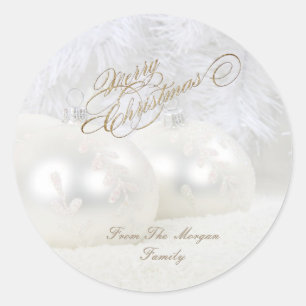 Sticker Rond Élégantes balles de Noël blanches