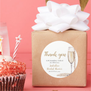 Sticker Rond Élégantes Perles Dorées et Fête de Mariage au Pros