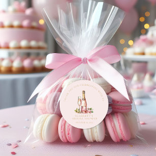 Sticker Rond Élégantes Pétales et Prosecco : Baby Shower de Mar