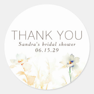 Sticker Rond Élégantes Teintes Automnales Fleurs de Terre Merci