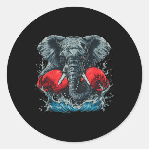 Sticker Rond Élément de boxe avec gants de boxe Kickboxing Amus