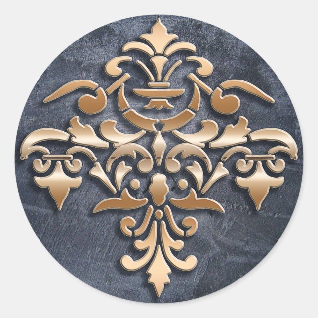 Sticker Rond Élément de style baroque sur arrière - plan grunge (Devant)