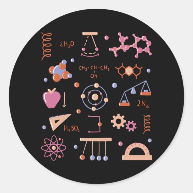 Sticker Rond Éléments de physique (Devant)