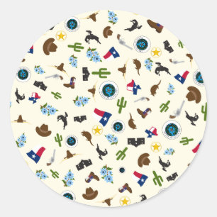 Sticker Rond Éléments texans - icônes d'état célèbres