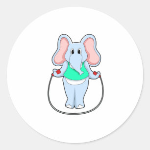 Sticker Rond Eléphant à la condition physique avec corde de sau