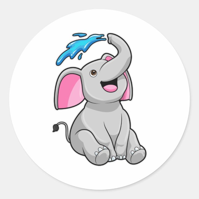 Sticker Rond Eléphant à l'eau (Devant)