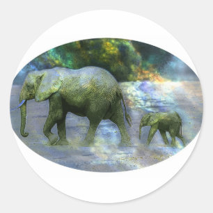 Sticker Rond Eléphant africain