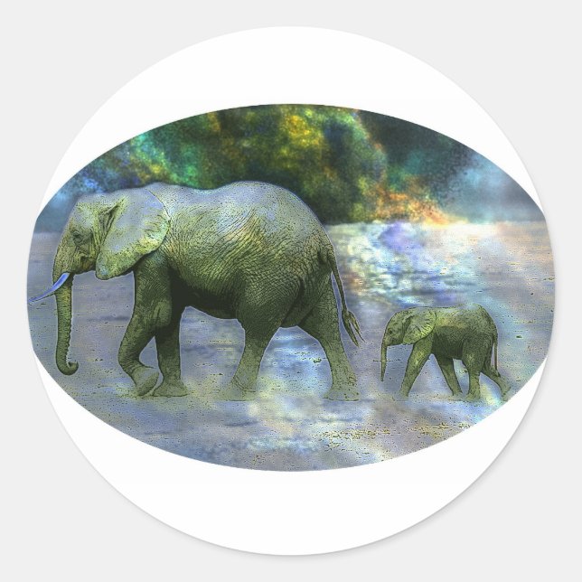 Sticker Rond Eléphant africain (Devant)