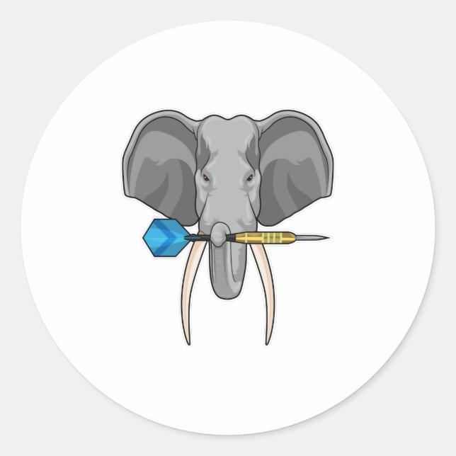 Sticker Rond Elephant at Darts with Dart (Devant)