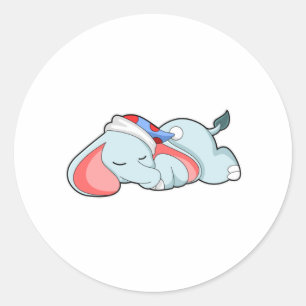 Sticker Rond Eléphant au coucher avec tête de lit
