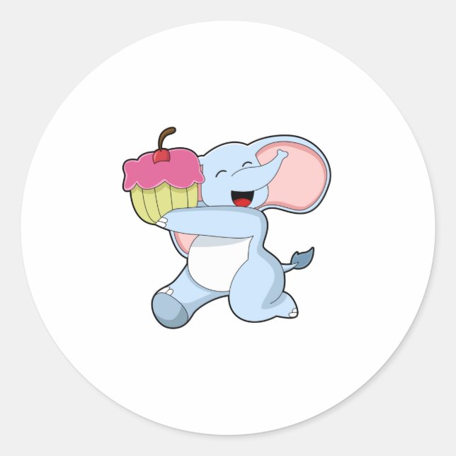 Sticker Rond Eléphant au gâteau (Devant)