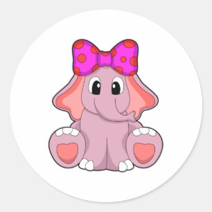 Sticker Rond Eléphant au ruban