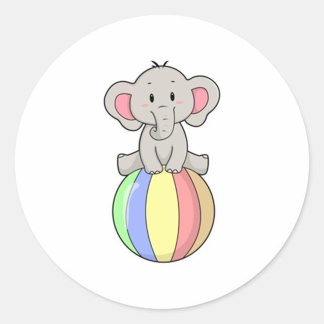 Sticker Rond Eléphant avec ballon (Devant)