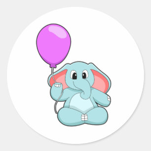 Sticker Rond Eléphant avec ballon