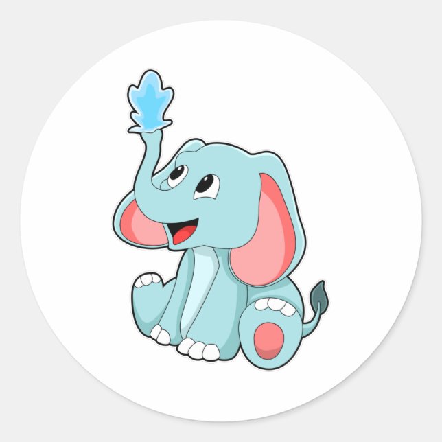 Sticker Rond Eléphant avec eau (Devant)