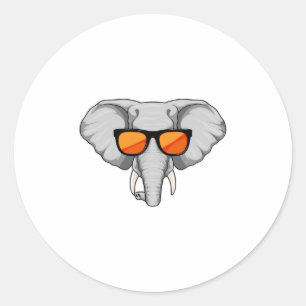 Sticker Rond Eléphant avec lunettes de soleil